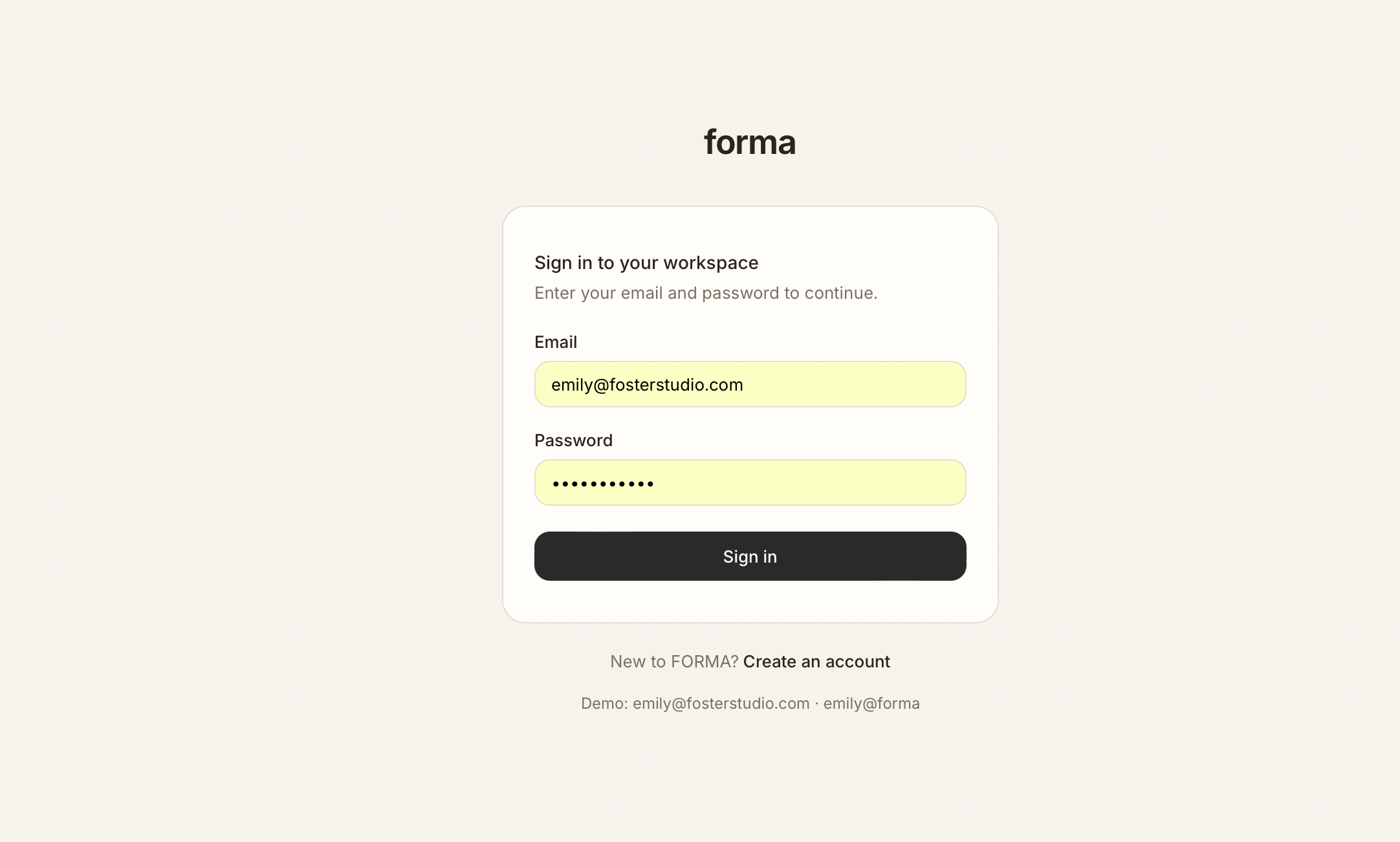 Forma dashboard