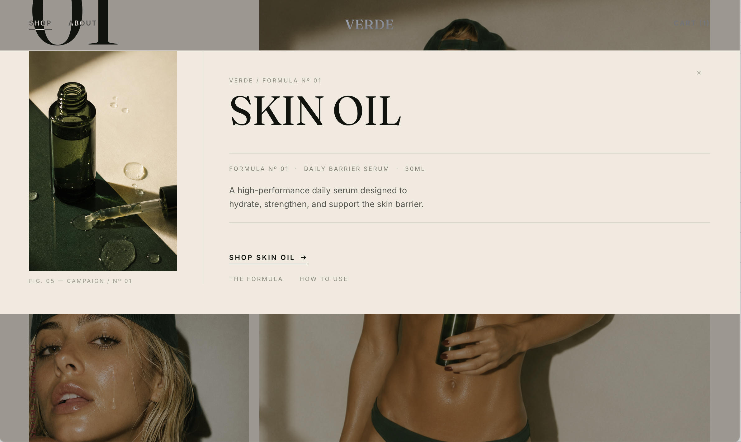 Verde skincare website screenshot